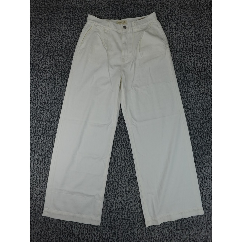 Madewell The Harlow Wide-Leg Jean Womens 28 White Pleated High Rise Denim Pant